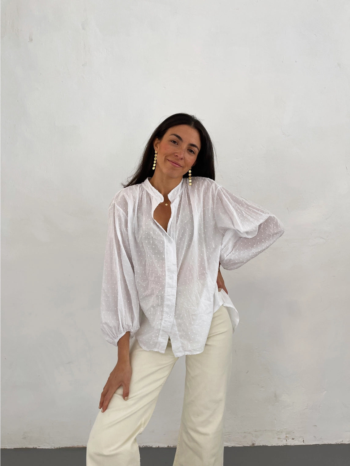 The Julia Swiss Dot Blouse - White