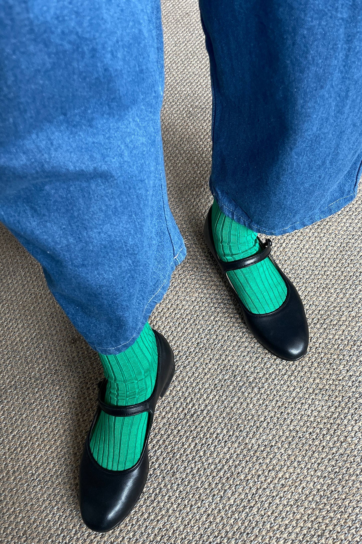 Her Socks - Mercerized Combed Cotton Rib: Pesto