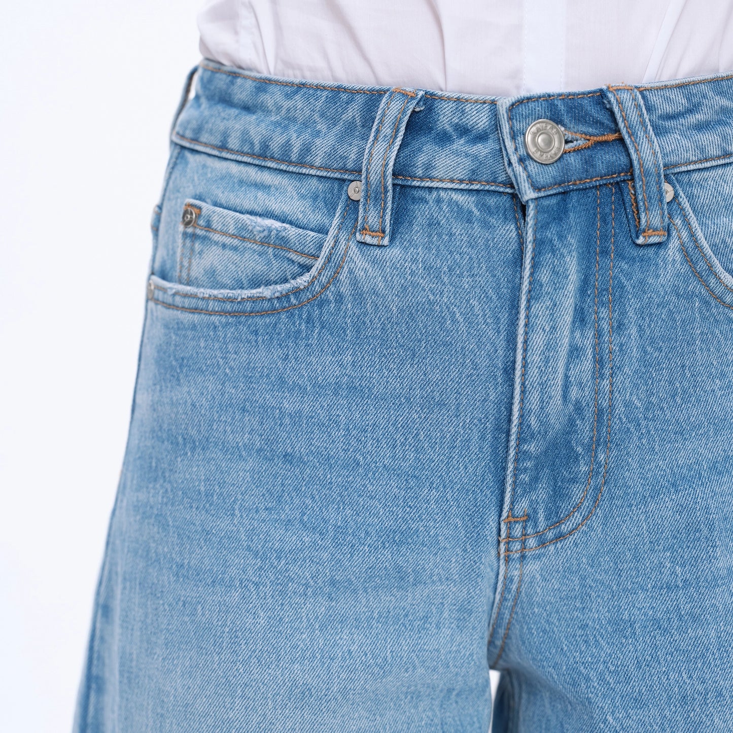 High Rise Wide Leg Jeans with Finished Hem