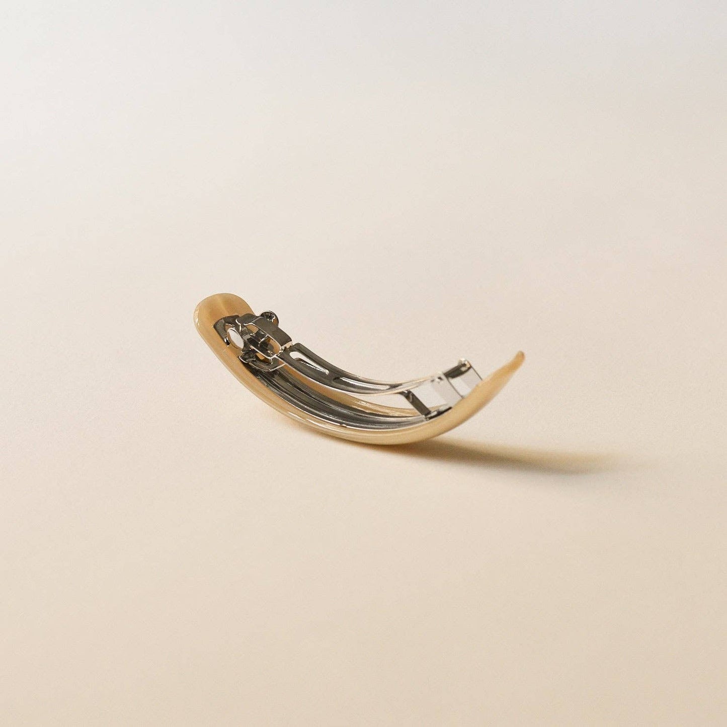 Long Curved Resin Barrette Hair Clip | Beige