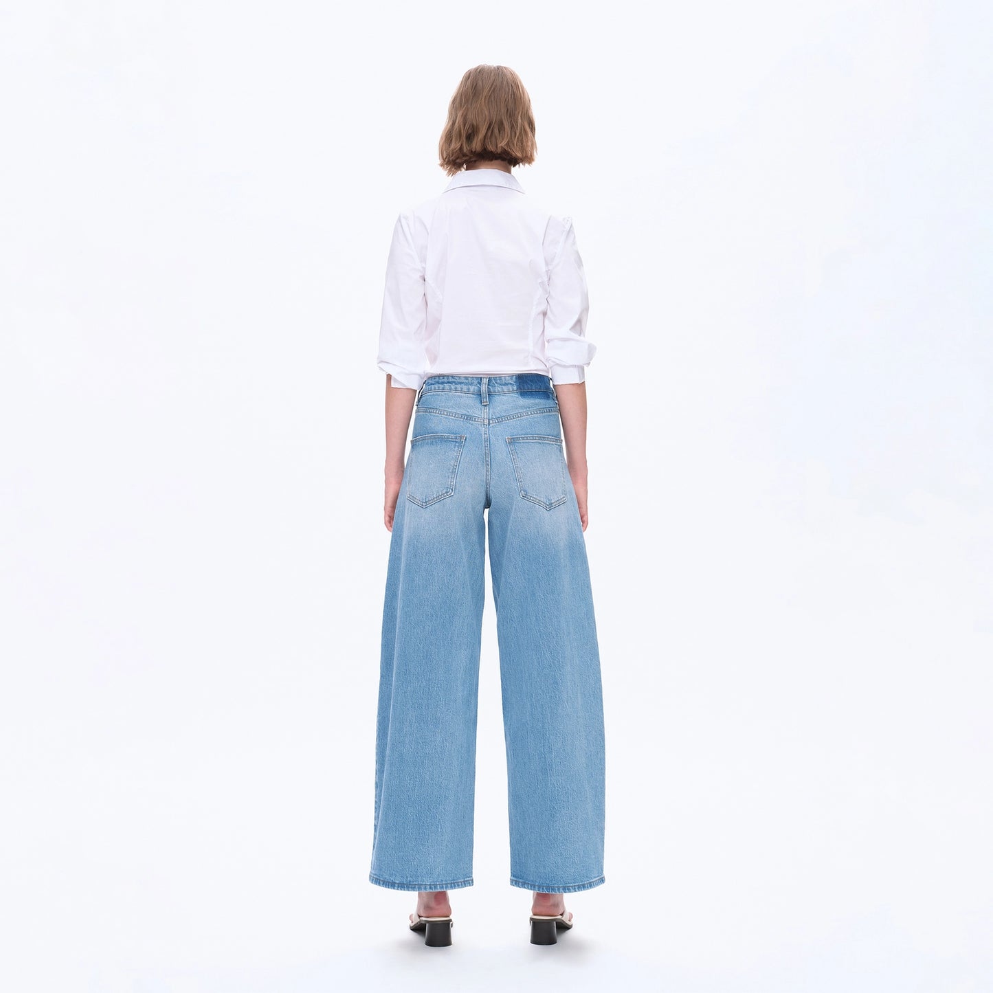 High Rise Wide Leg Jeans with Finished Hem