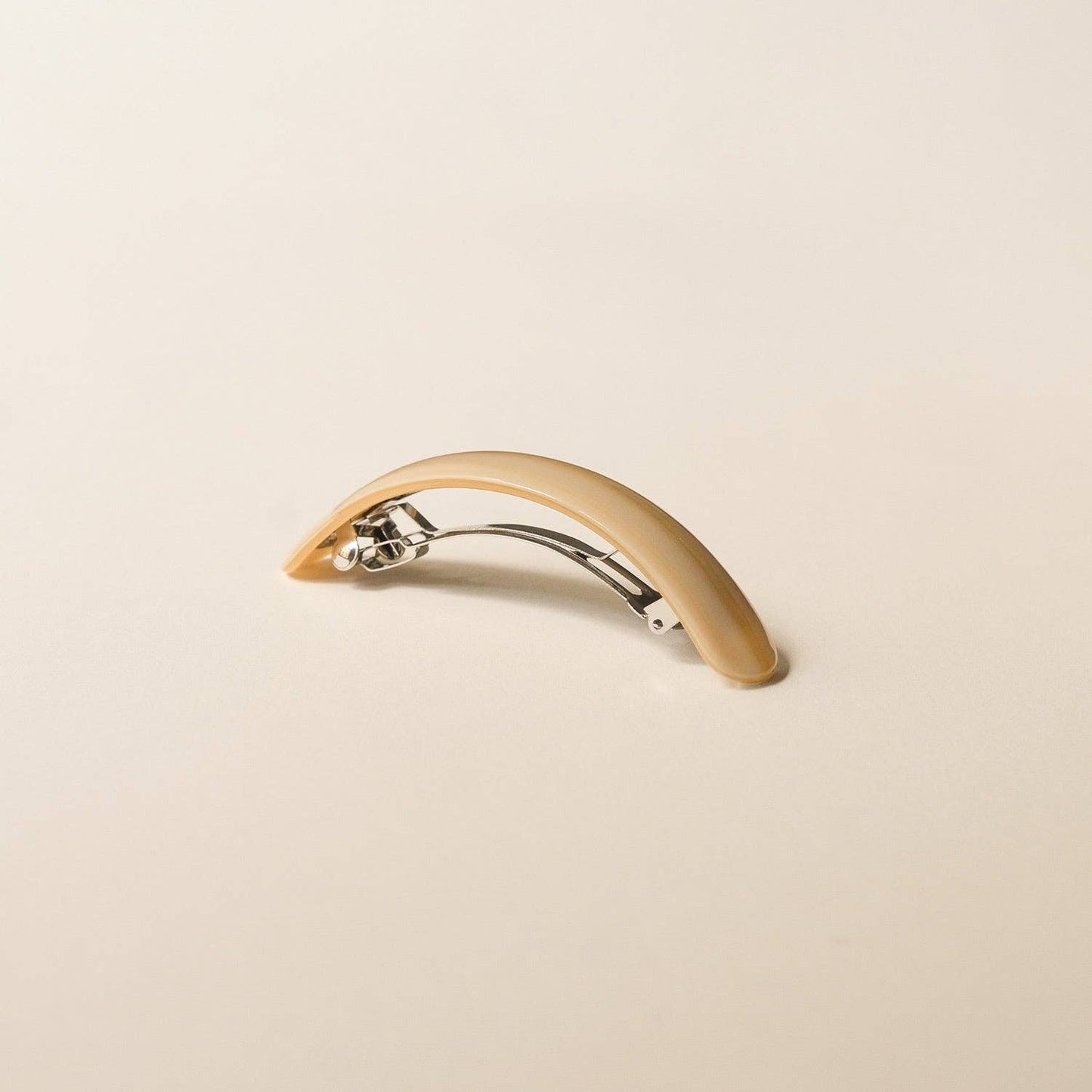 Long Curved Resin Barrette Hair Clip | Beige