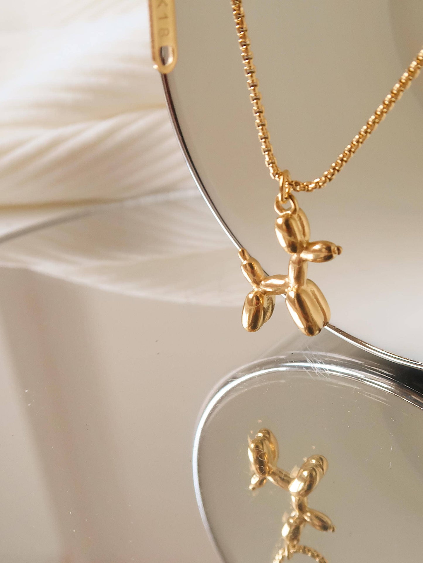 18K Gold Non-Tarnish Bear Necklace: Yellow Gold / Cindy Bear