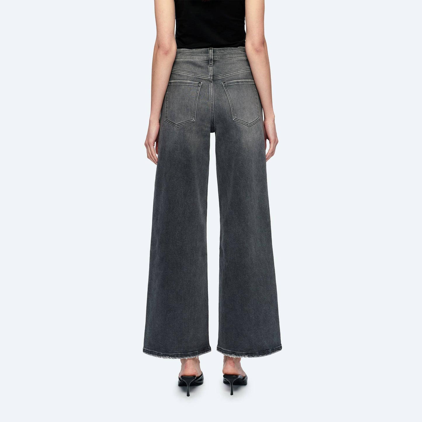 High Rise Wide Leg Jeans With Finished Hem