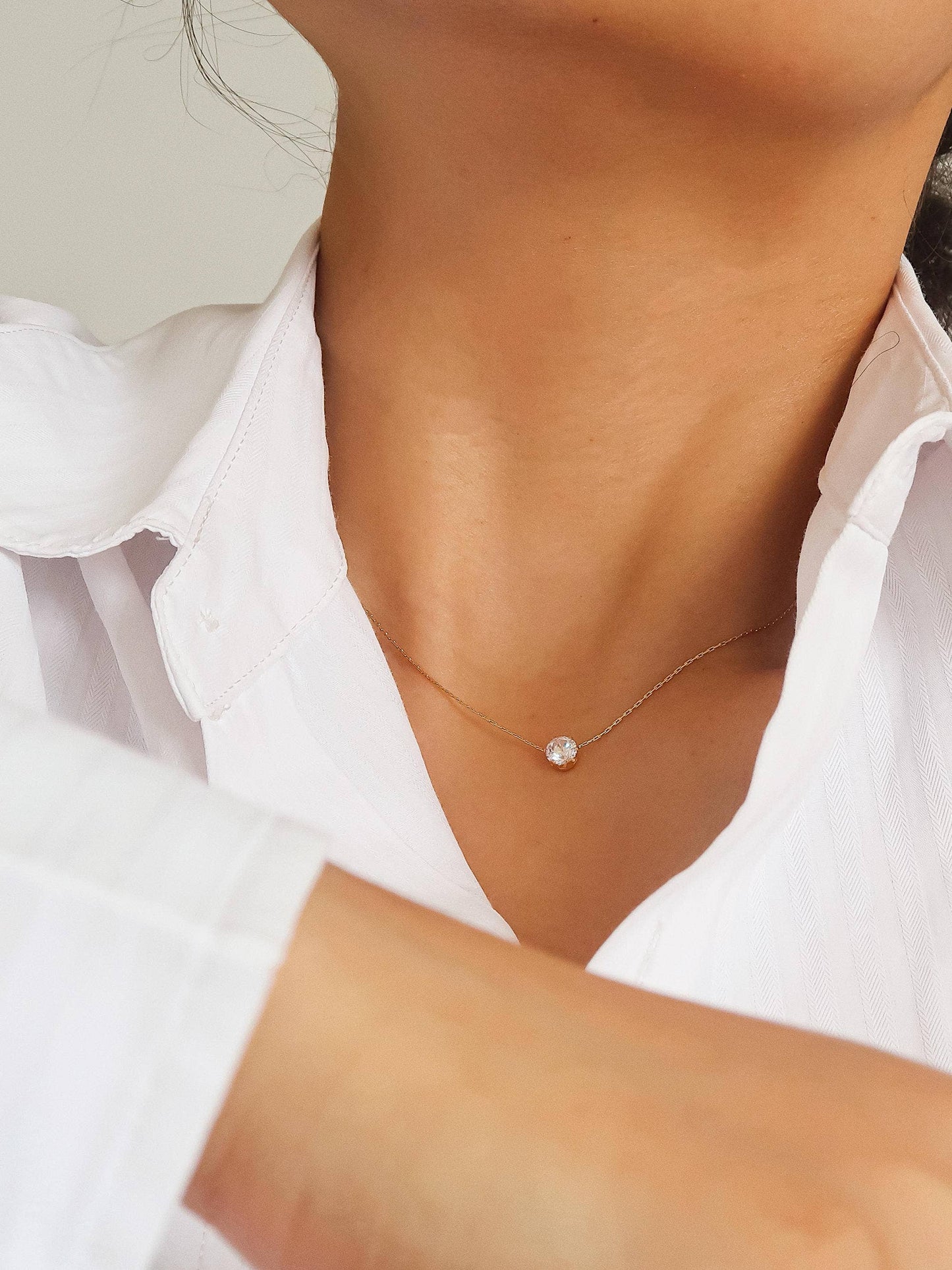 Ciara  Petite Round CZ Necklace