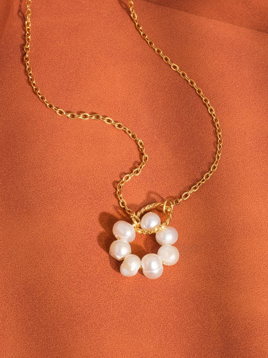 Bedelia Pearl Halo Necklace