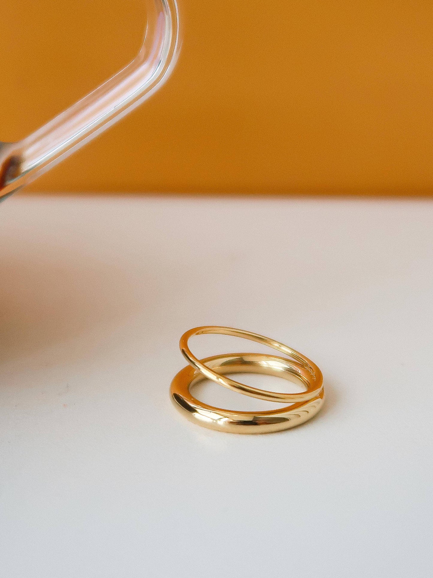 Harvey 18K Gold Non-Tarnish Classic Double Band Ring: Yellow Gold